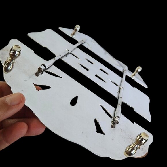 Mid-Century Italian Silverplate Expandable Trivet DelBerti Holiday Hot Plate - Picture 3 of 13